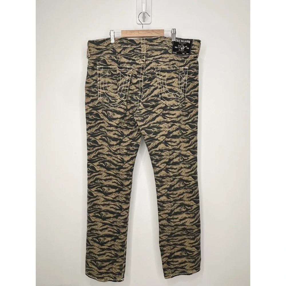 True Religion Ricky Twill Denim Jeans Mens 38x33 Camo Relaxed Straight Pants